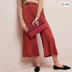 Anthropologie Dolan Rust Polka Dot Wide Leg Pants XXS